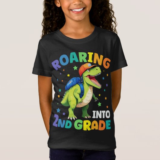 T-Shirt Dinosaure de 2e année T Rex Retour à l'école (Devant)