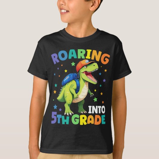 T-shirt Dinosaure de 5e année T Rex Retour à l'école (Devant)