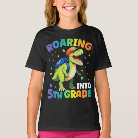 T-shirt Dinosaure de 5e année T Rex Retour à l'école (Devant)