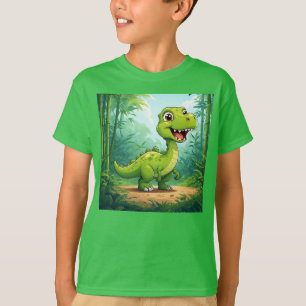 T-shirt Dinosaure de dessin animé adorable dans une jungle