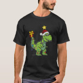 T-shirt Dinosaure De Noël Avec Lumières Drôle Garçons Enfa (Devant)