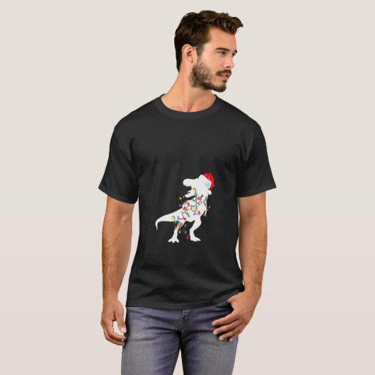 T-shirt Dinosaure de Noël des femmes Pyjamas T Rex Xmas Lu (Devant entier)