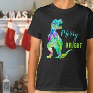 T-shirt Dinosaure de Noël Joyeux & Lumineux Citation T-Rex