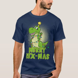 T-shirt Dinosaure de Noël Joyeux Pyjamas Re Mas T Re Boys