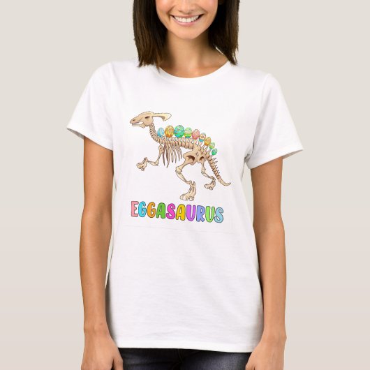 T-shirt Dinosaure de Pâques Drôle Eggasaurus Cou (Devant)