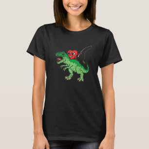 T-shirt Dinosaure de pêche à cheval à la Saint-Valentin Mi