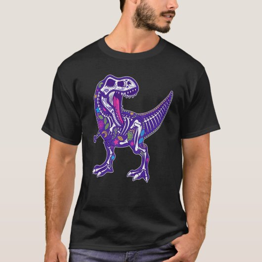 T-shirt Dinosaure de sucre Calavera Dia De Los Muertos H (Devant)