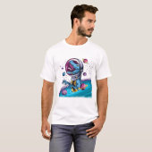 T-shirt Dinosaure de T-Rex drôle dans l'espace (Devant entier)