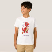 T-shirt Dinosaure d'Halloween rouge (Devant entier)