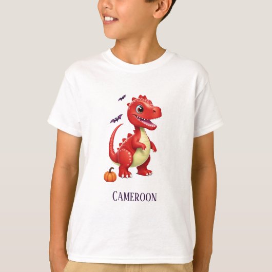 T-shirt Dinosaure d'Halloween rouge (Devant)