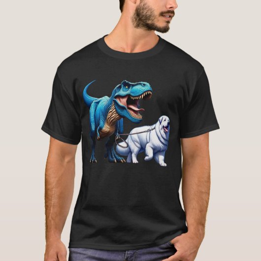 T-shirt Dinosaure Dinosaur Amoureux des chiens de marche d (Devant)