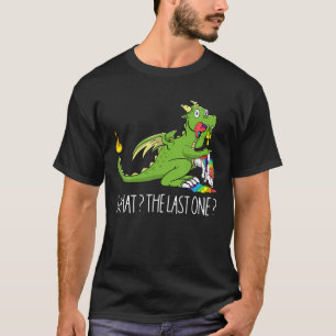 T-shirt Dinosaure Dragon Arc-En-Ciel Manger Une Unicorne Q