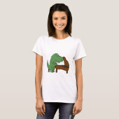 T-shirt Dinosaure drôle de T-Rex jouant le piano (Devant entier)