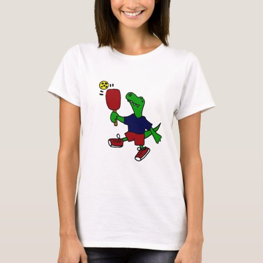 T-shirt Dinosaure drôle de T-Rex jouant Pickleball (Devant)