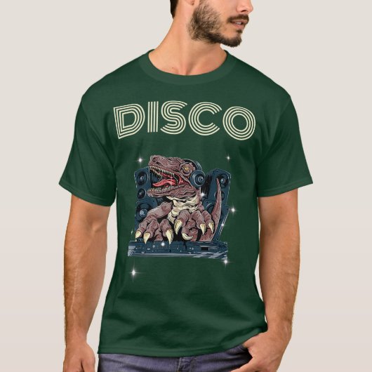 T-shirt dinosaure écouter musique écouteurs Disco danse (Devant)