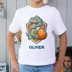 T-shirt Dinosaure effrayant et drôle jouant au basket-ball