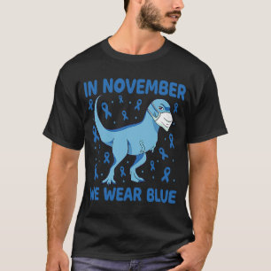 T-shirt Dinosaure En Novembre Nous Portons Le Diabète Bleu