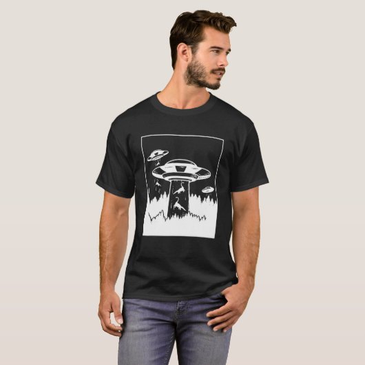 T-shirt Dinosaure Enduction Alien Sci-Fi UFO Extraterresti (Devant entier)