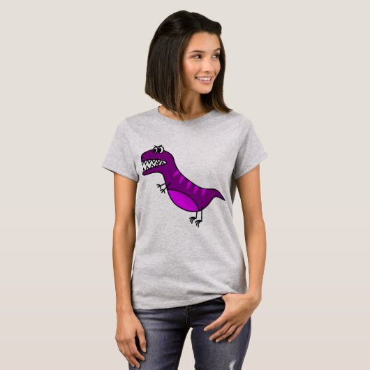 T-shirt Dinosaure fâché pourpre mignon (Devant entier)