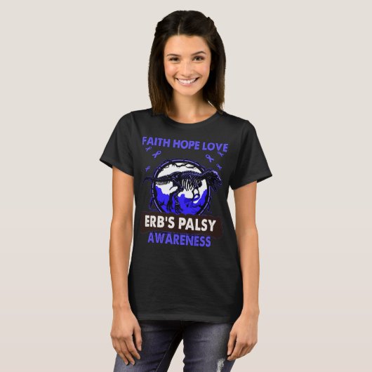 T-shirt Dinosaure Faith Hope Love ERB'S PALSY Awareness (Devant entier)