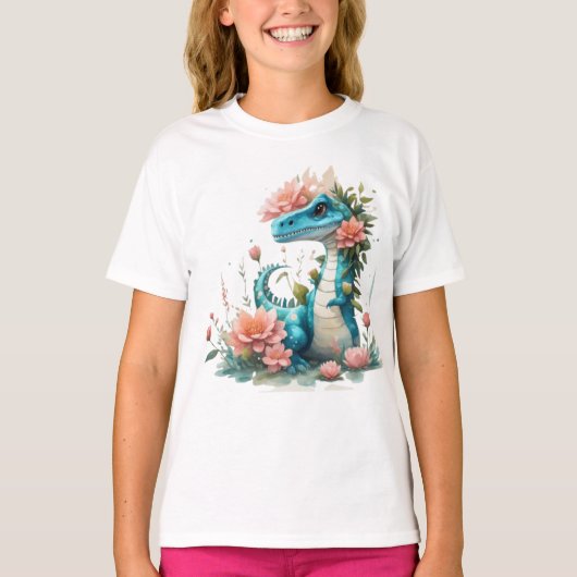 T-shirt Dinosaure floral mou (Devant)