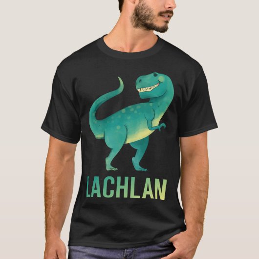 T-shirt Dinosaure heureux - Lachlan Nom (Devant)