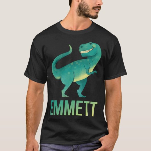 T-shirt Dinosaure Heureux - Nom Emmett (Devant)
