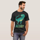 T-shirt Dinosaure Heureux - Nom Jacoby (Devant entier)