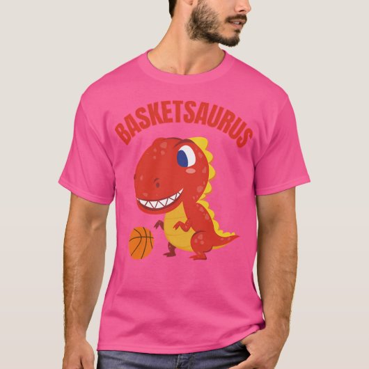 T-shirt Dinosaure Jouant Au Basket-Ball (Devant)