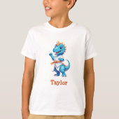 T-shirt Dinosaure karaté bleu (Devant)