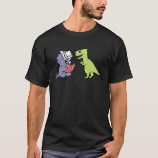 T-shirt Dinosaure lit un livre enfants mignon école élève