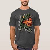 T-shirt Dinosaure mangeant Jack-o'lanterne (Devant)