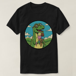 T-shirt Dinosaure mangeant une glace, un délicieux traitem