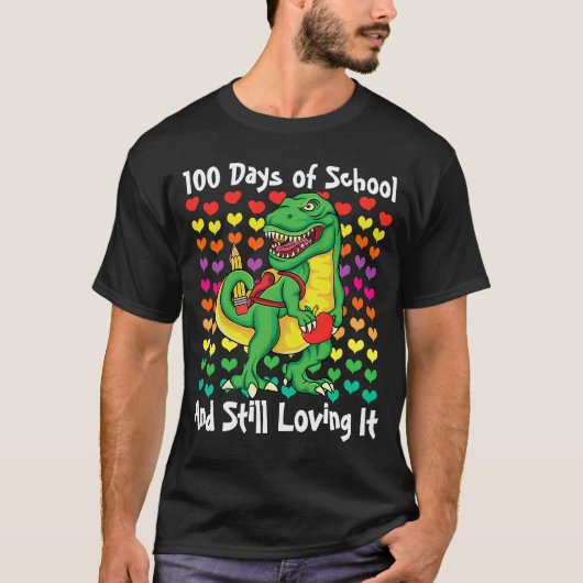 T-shirt Dinosaure mignon 100 Jours d'école et toujours aim (Devant)
