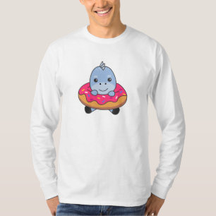 T-shirt Dinosaure Mignonne Animaux Drôle En Rose Donut