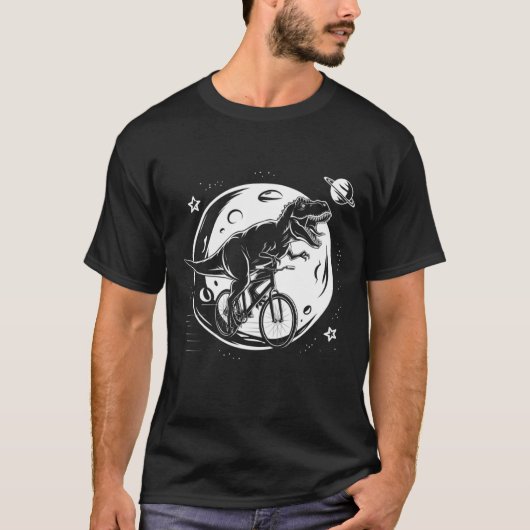 T-shirt Dinosaure moderne sur un vélo dans le ciel avec la (Devant)