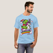 T-shirt Dinosaure Père Noël de T-Rex de Noël montant la (Devant entier)