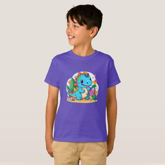 T-shirt Dinosaure pour bébé mignon (Devant entier)
