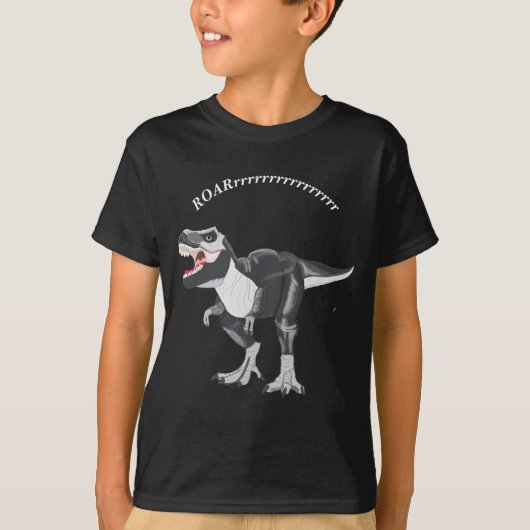 T-shirt Dinosaure Rex T noir et blanc (Devant)