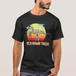 T-shirt Dinosaure Squelette Halloween Drôle Tricot Ou Trea