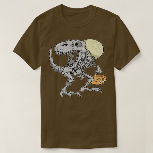 T-shirt Dinosaure Squelette T re Citrouille effrayant Lune (Design devant)