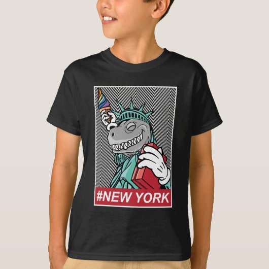 T-shirt Dinosaure Statue De La Liberté New York Graphique (Devant)