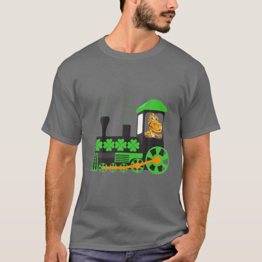 T-shirt Dinosaure Sur Train St Patrick's Day Train Irlanda (Devant)
