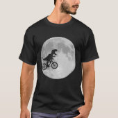 T-shirt Dinosaure sur un vélo dans le ciel avec la lune (Devant)