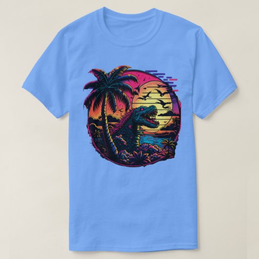 T-shirt dinosaure synthwave des années 80 (Design devant)