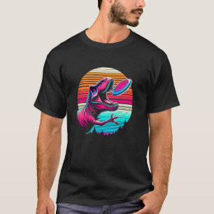 T-shirt Dinosaure T-Rex attrapant un frisbee rétro drôle d