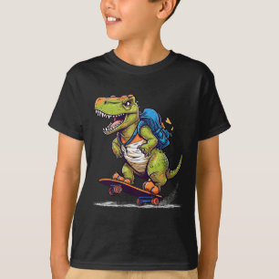 T-shirt Dinosaure T Rex Skateboard Cool Dinosaure Skateur