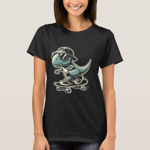 T-shirt Dinosaure T Rex Skateboard Drôle Rétro Planche à R
