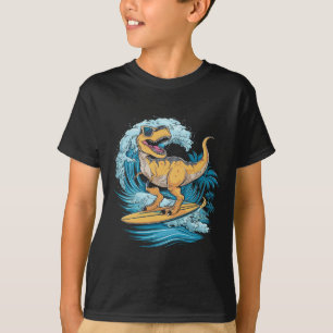 T-shirt Dinosaure T-rex Surfeur de Plage 