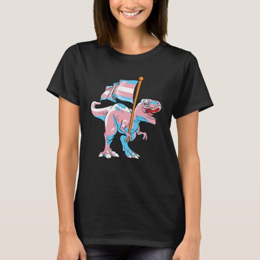T-shirt Dinosaure transgenre Rex Trans LGBT Pride Drapeau (Devant)